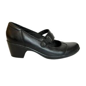 Clarks Bendables Ingalls Siene Black Leather Mary Jane Shoes